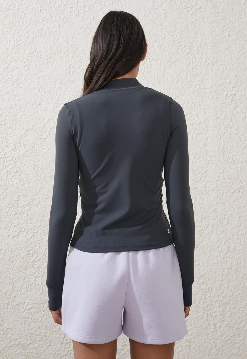 Cotton On - Active Core Zip Through Long Sleeve - Element Blue