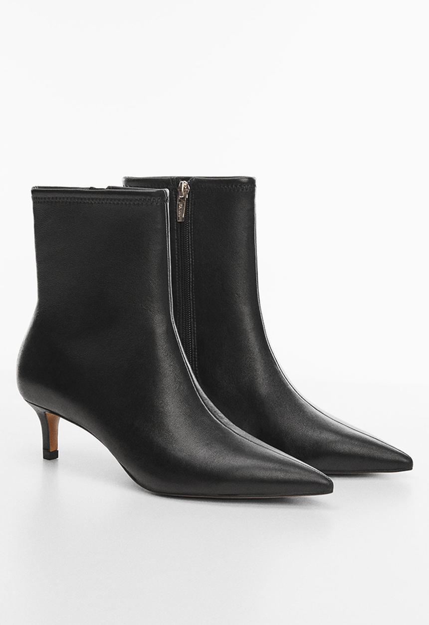 MANGO - Dadly kitten heel ankle boot - black
