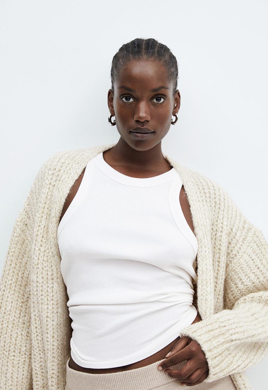 MANGO - Plus Cardigan Golden - Light Beige