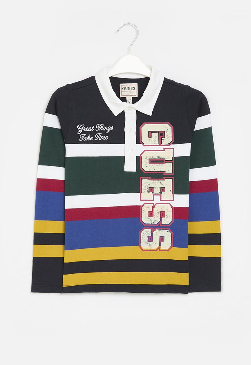 GUESS - Heavy jersey ls polo - multi striped