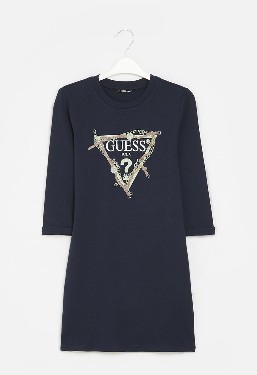 GUESS - 3/4 sleeves interlock dress - blackened blue