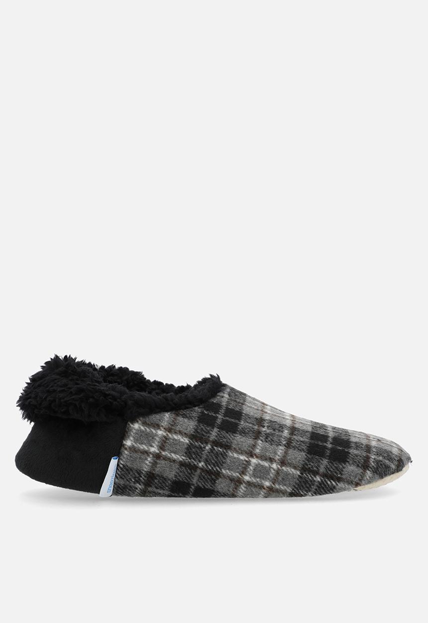 snoozies!® - Mens Flannel Plaids with CB Heel - grey