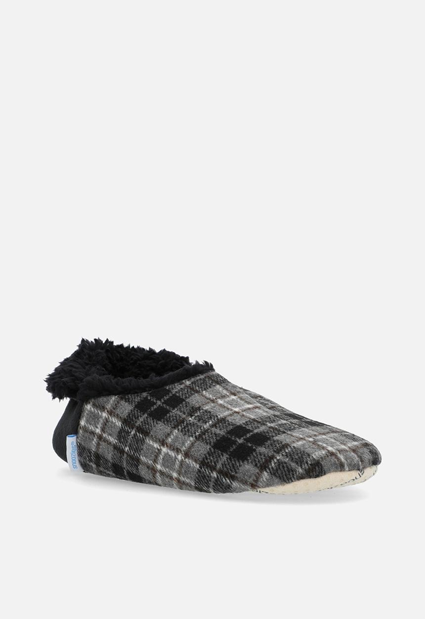 snoozies!® - Mens Flannel Plaids with CB Heel - grey