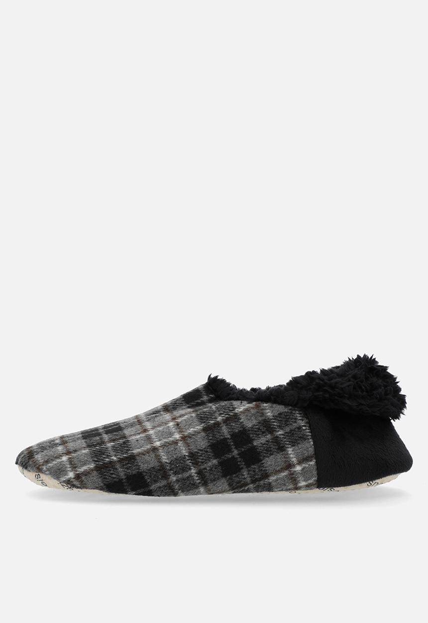 snoozies!® - Mens Flannel Plaids with CB Heel - grey