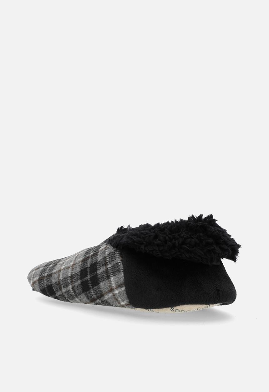 snoozies!® - Mens Flannel Plaids with CB Heel - grey