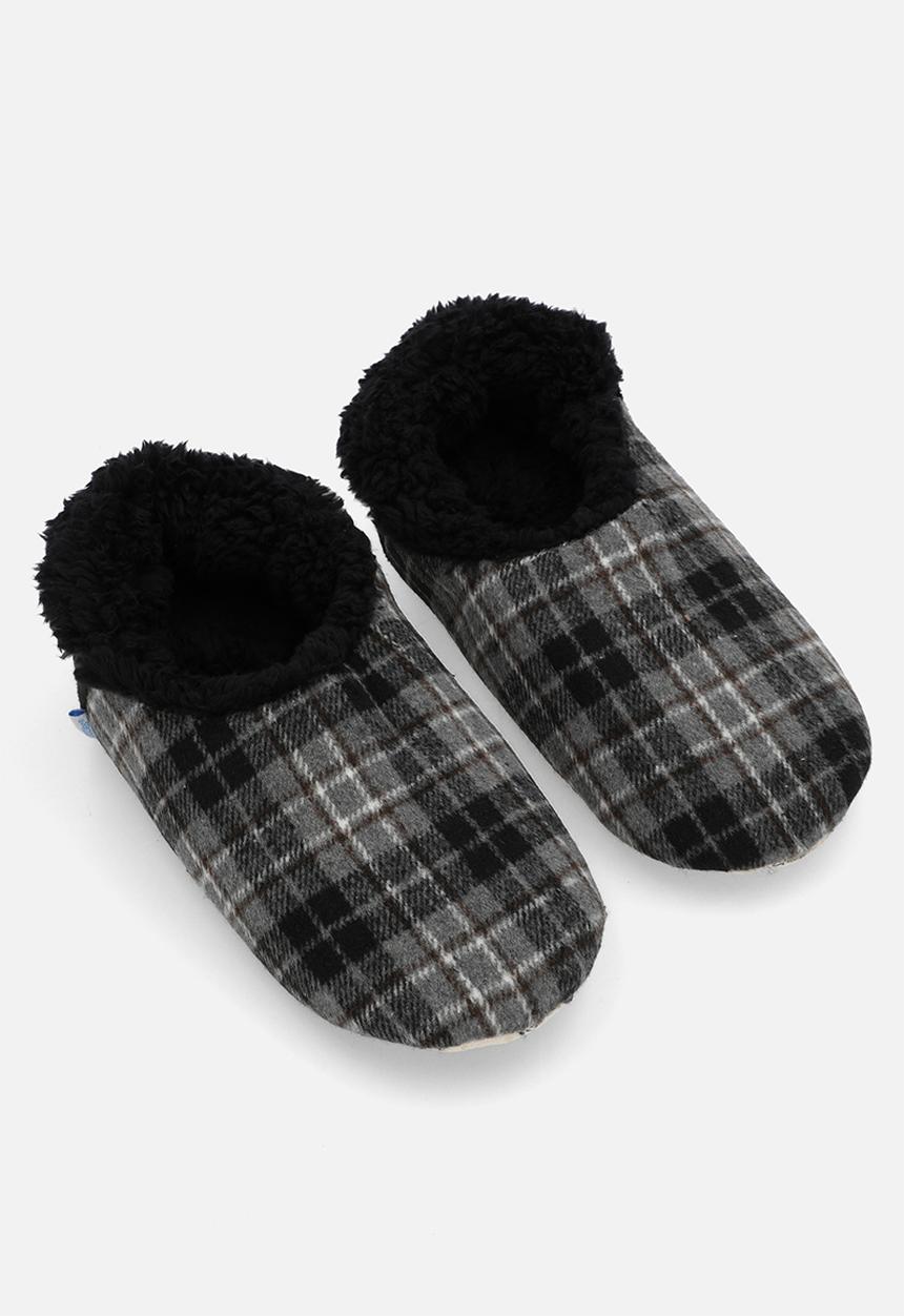 snoozies!® - Mens Flannel Plaids with CB Heel - grey