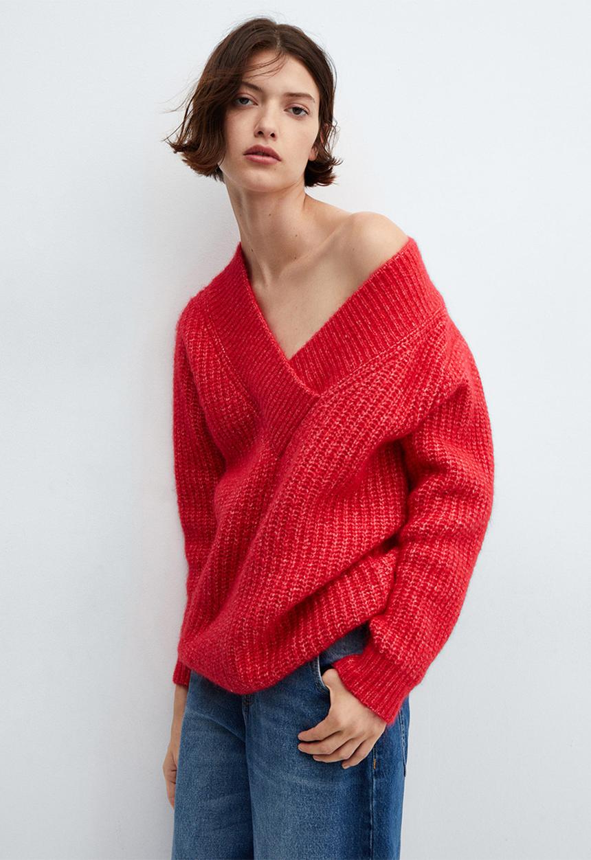 MANGO - Sweater chapi - red