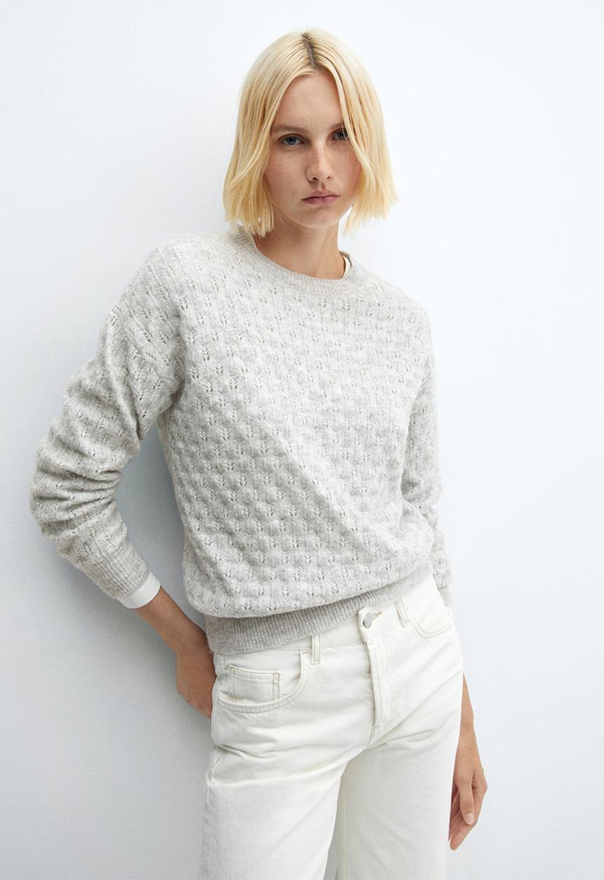 MANGO - Sweater florins - light pastel grey