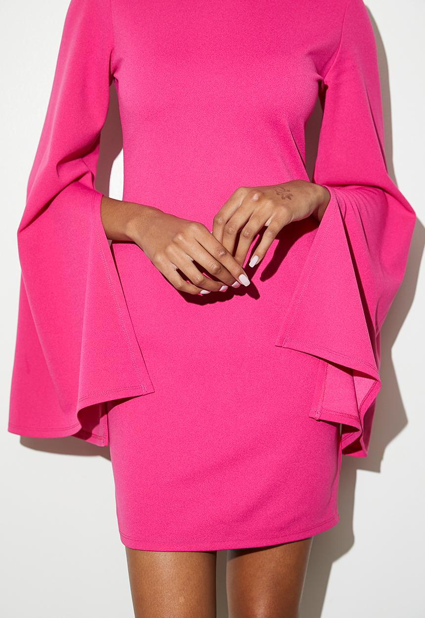 VELVET - Split sleeve mini dress - pink