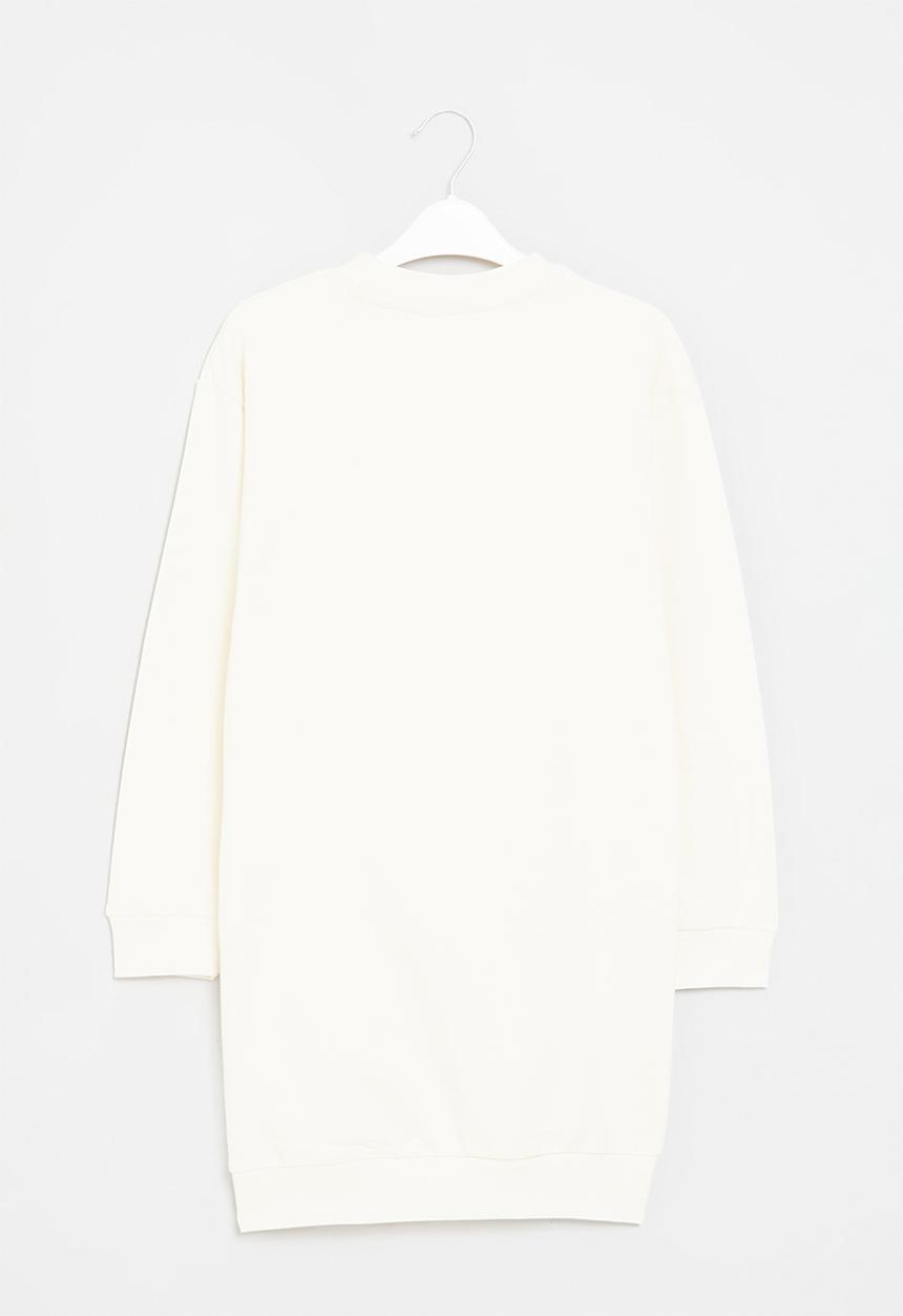 GUESS - French terry long sleeve dress - cream white