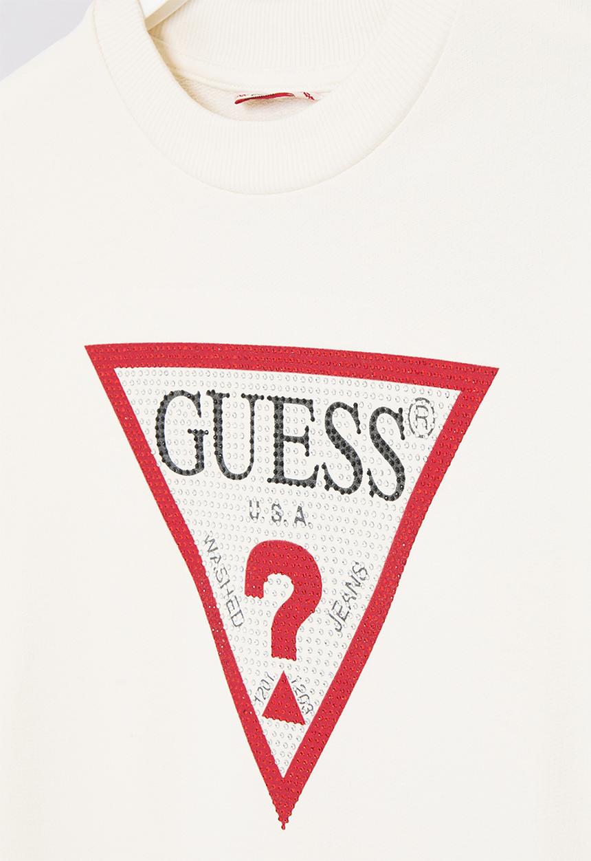 GUESS - French terry long sleeve dress - cream white