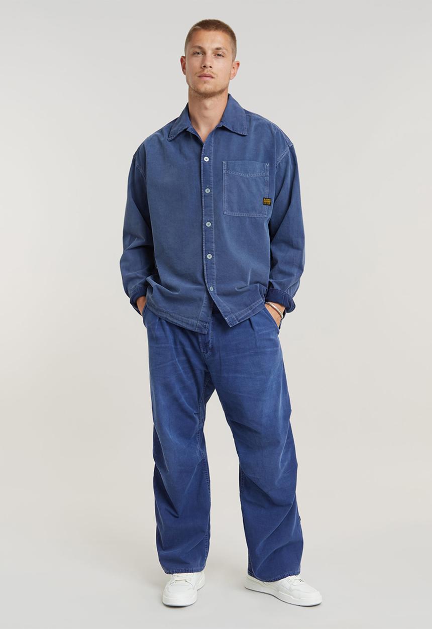 G-STAR - Pleated Denim PantLt wt illinois ecru chambray - faded ciel blue gd