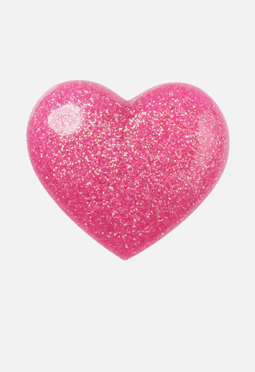 Crocs - Pink 3D Glitter Heart Loose jibbitz - pink