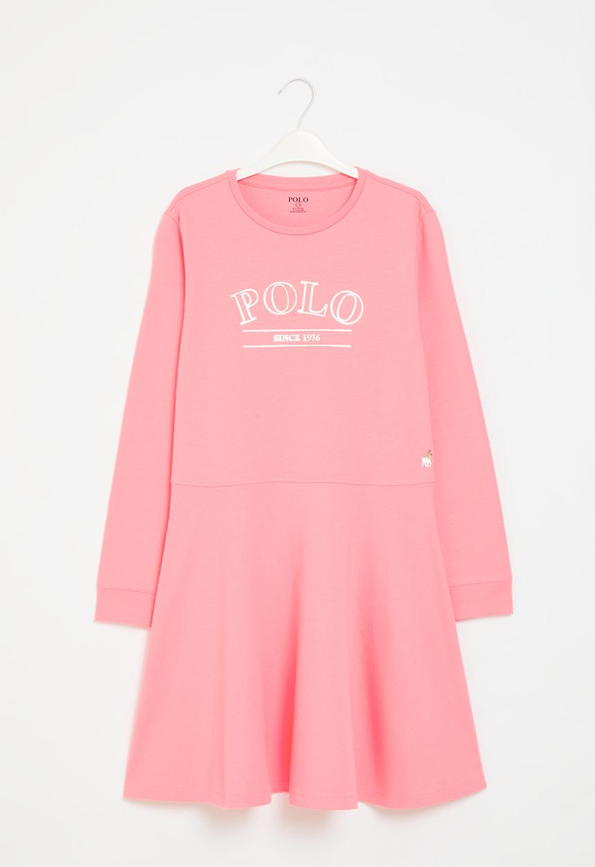 POLO - Girls harper long sleeve printed dress - pink