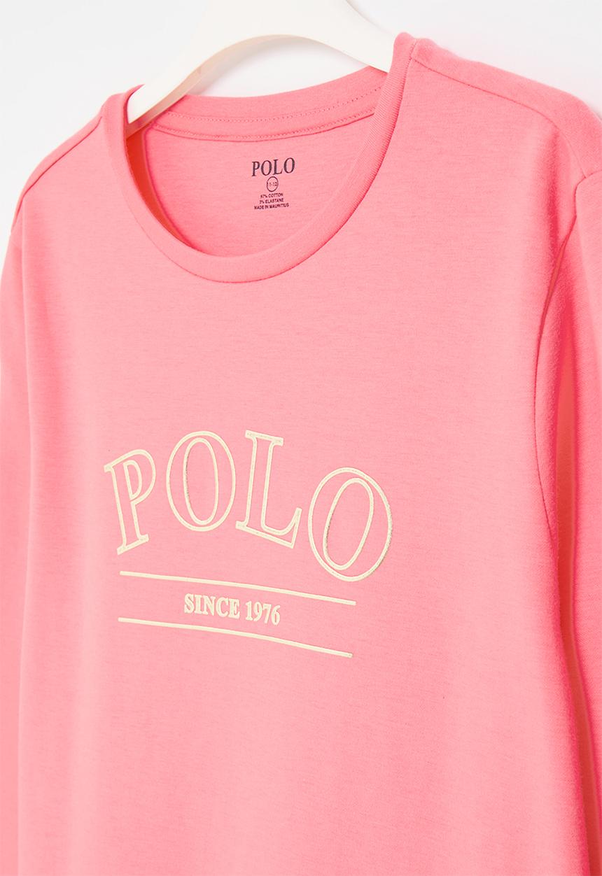 POLO - Girls harper long sleeve printed dress - pink