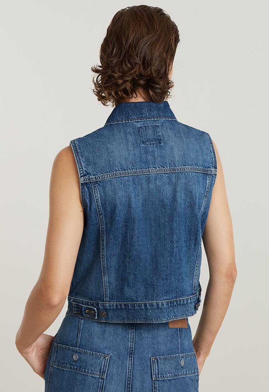 G-STAR - Shrunken vest wmn - faded cliffside blue