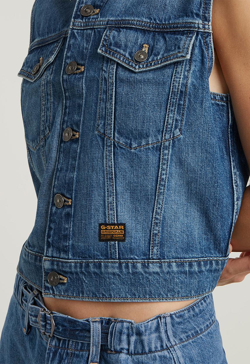 G-STAR - Shrunken vest wmn - faded cliffside blue