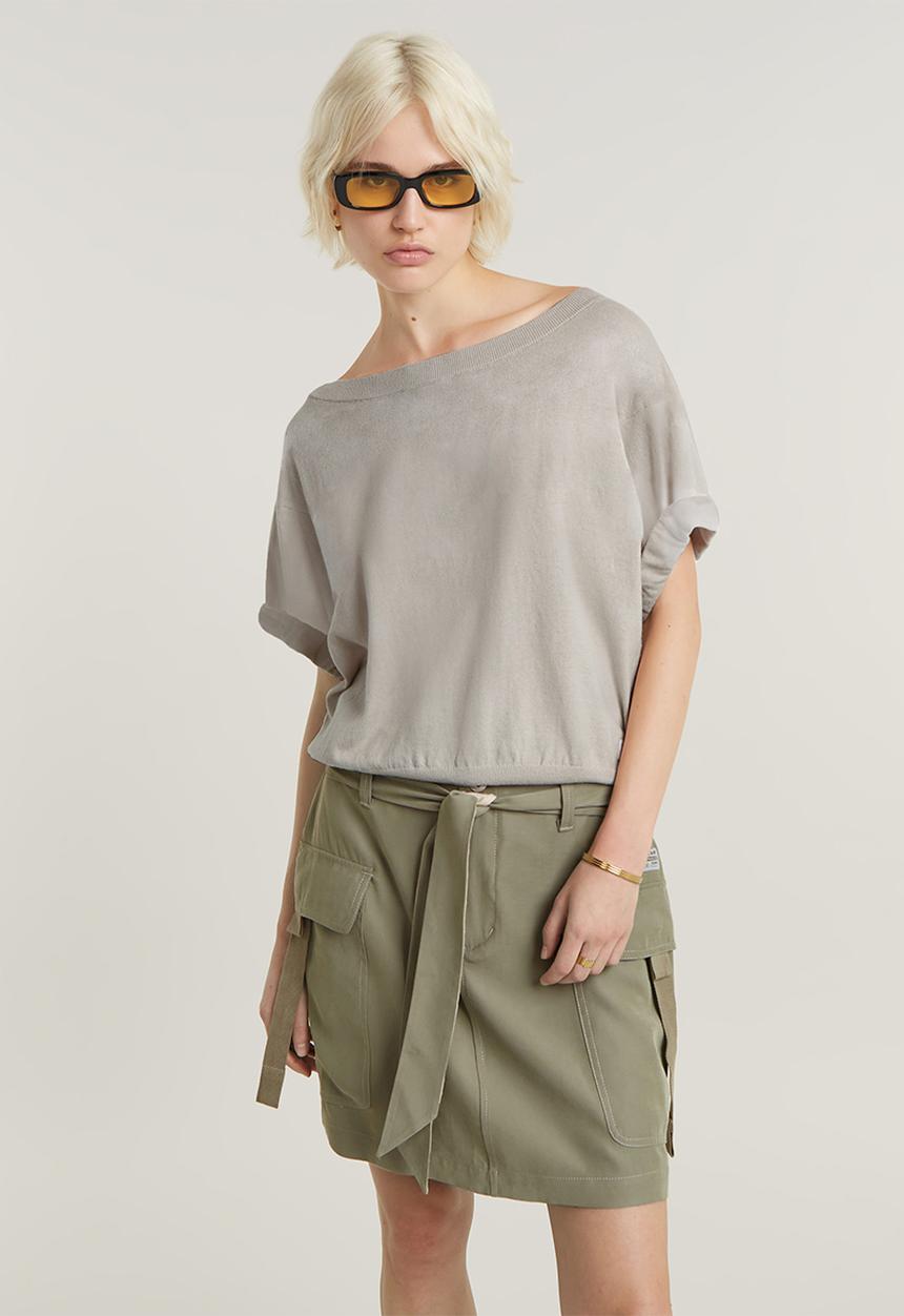 G-STAR - Blousy boat neck jumper loose wmn - brick bleached