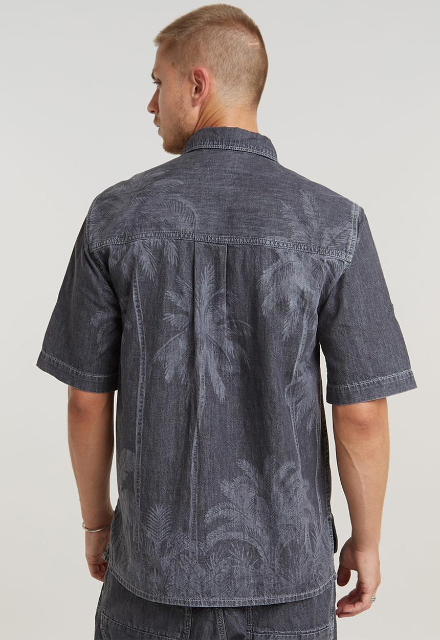 G-STAR - Slanted double pocket regular shirt s\sLt wt kala black denim - faded acero grey