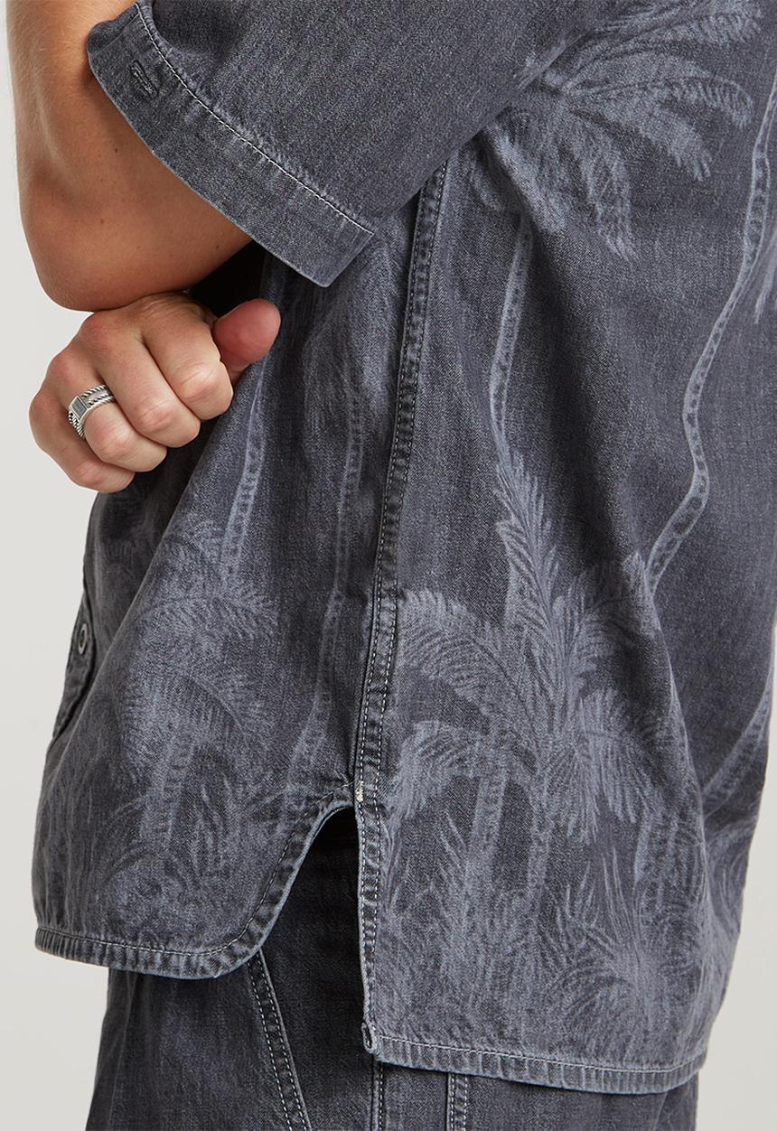 G-STAR - Slanted double pocket regular shirt s\sLt wt kala black denim - faded acero grey