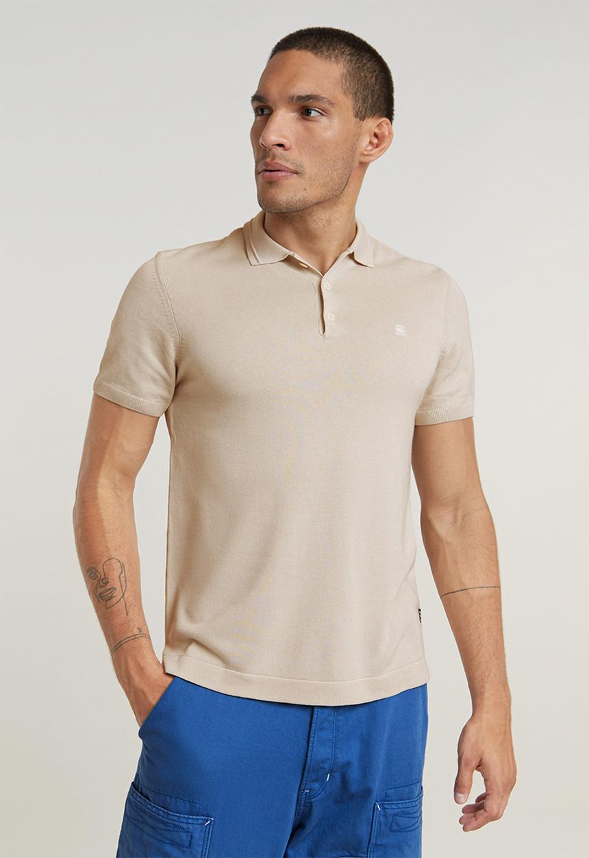 G-STAR - Knitted polo Light galli knit - whitebait