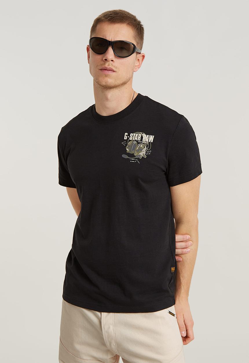 G-STAR - Headphones back gr r t Compact slub jersey o - dk black