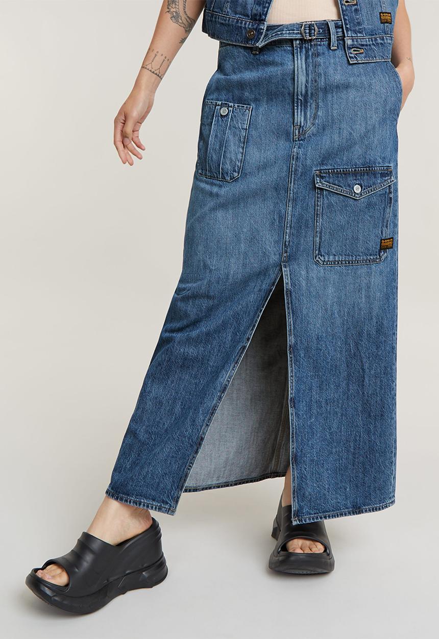 G-STAR - Belted Cargo Long Skirt wmn - faded cliffside blue