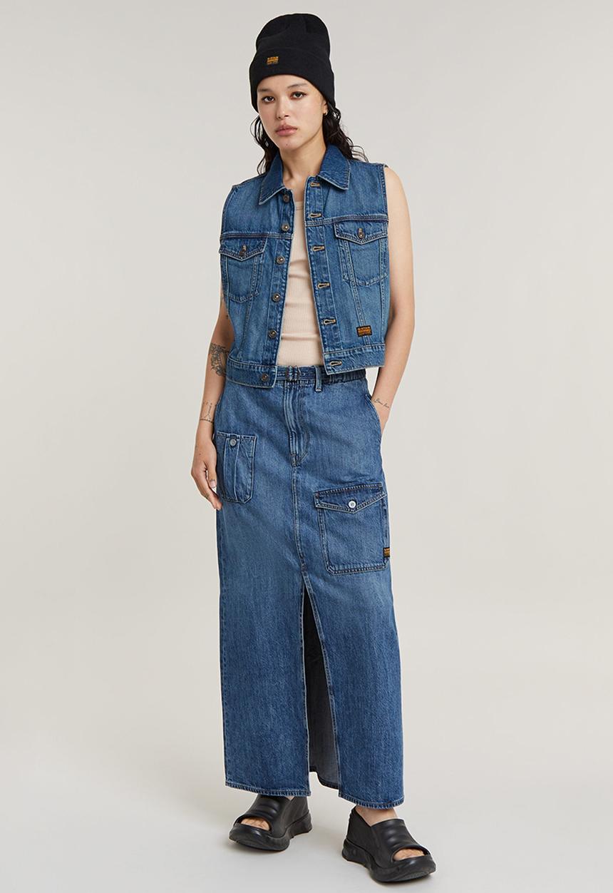 G-STAR - Belted Cargo Long Skirt wmn - faded cliffside blue