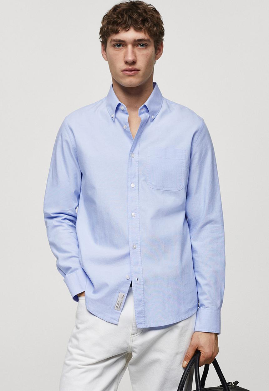 MANGO - Shirt oxford - sky-blue