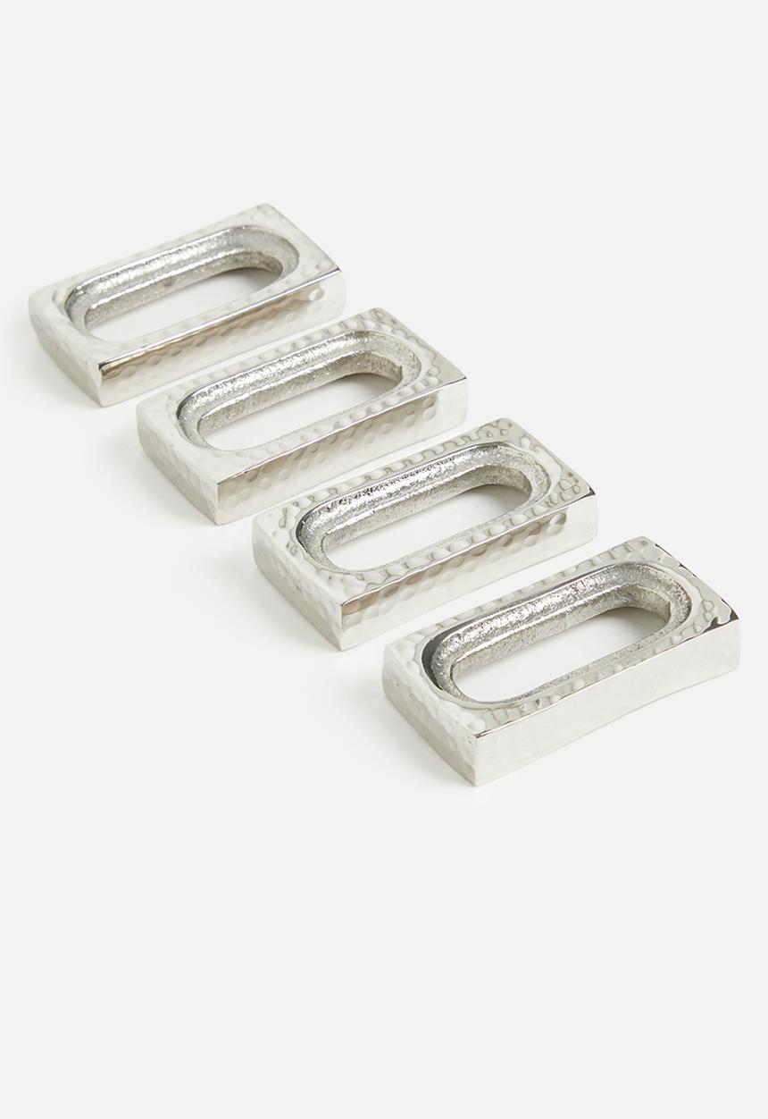 Sixth Floor - Estelle Napkin Rings set of 4- Silver