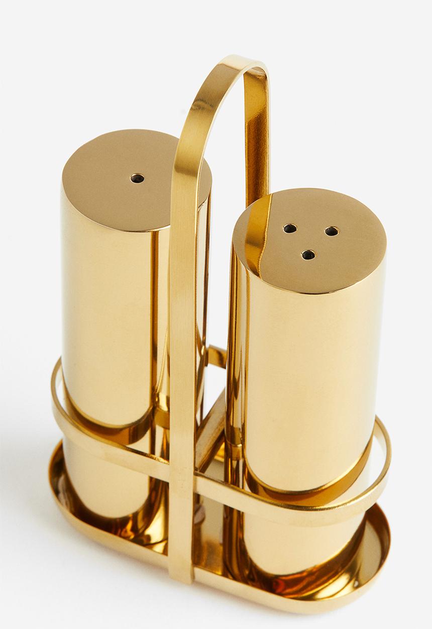 H&M - Metal salt and pepper shakers - gold-coloured