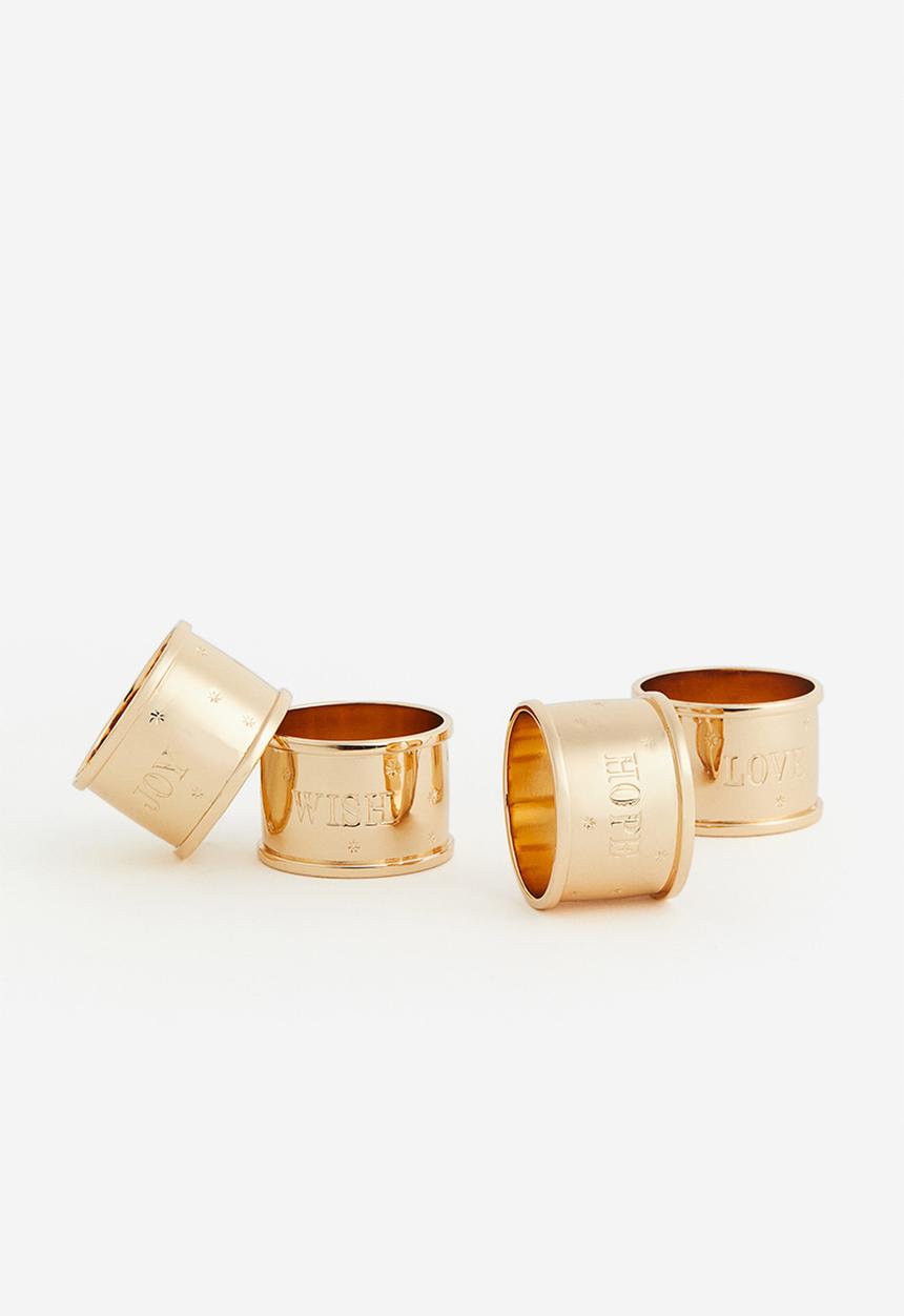 H&M - 4 pack metal napkin rings - gold-coloured