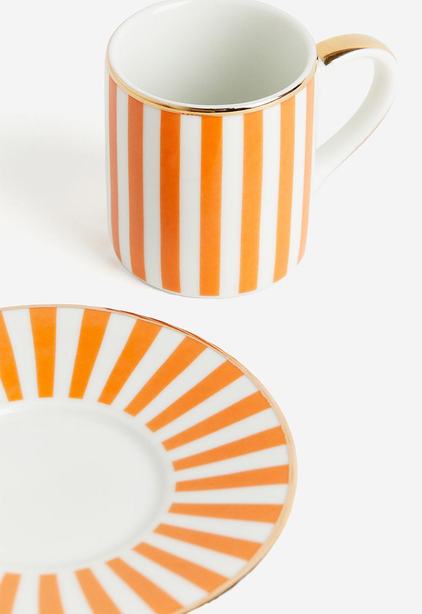 H&M - Espresso cup and saucer - orange striped