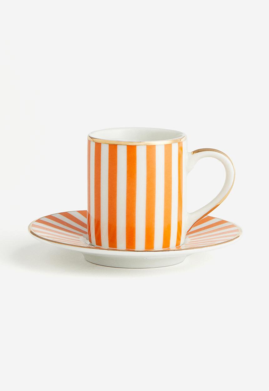 H&M - Espresso cup and saucer - orange striped