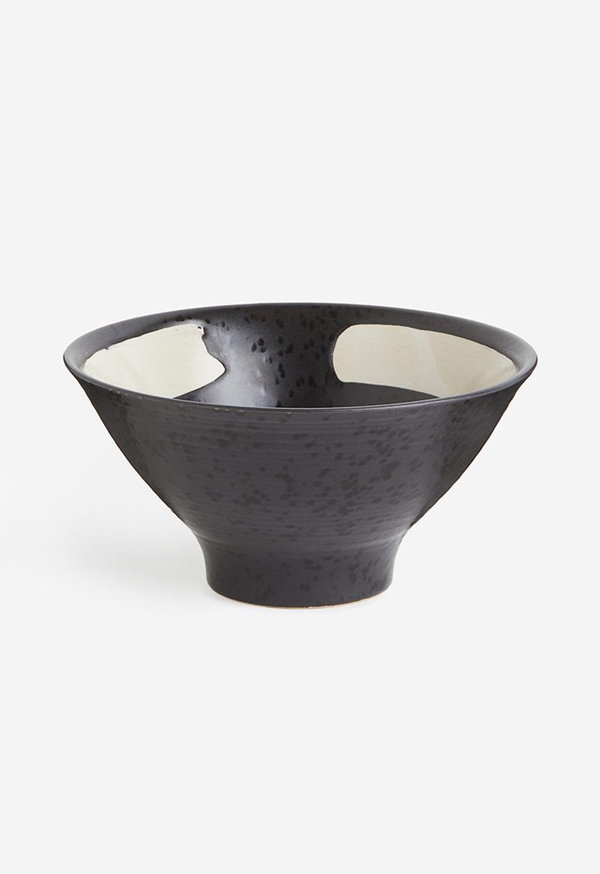 H&M - Stoneware bowl - black & light beige