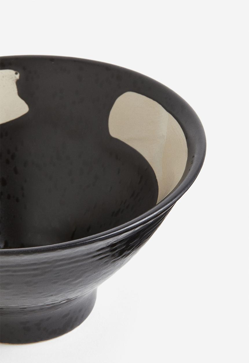 H&M - Stoneware bowl - black & light beige