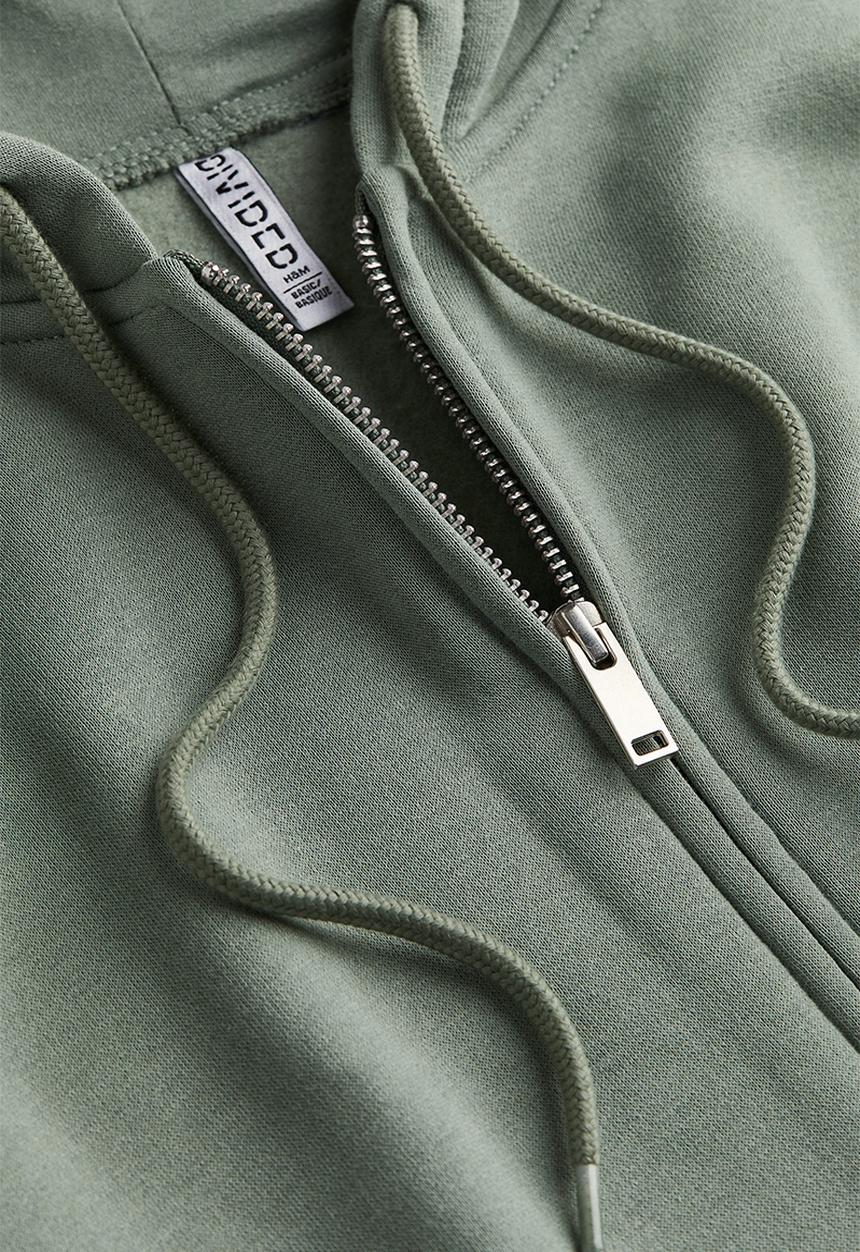 H&M - Zip-through hoodie - dusty green 