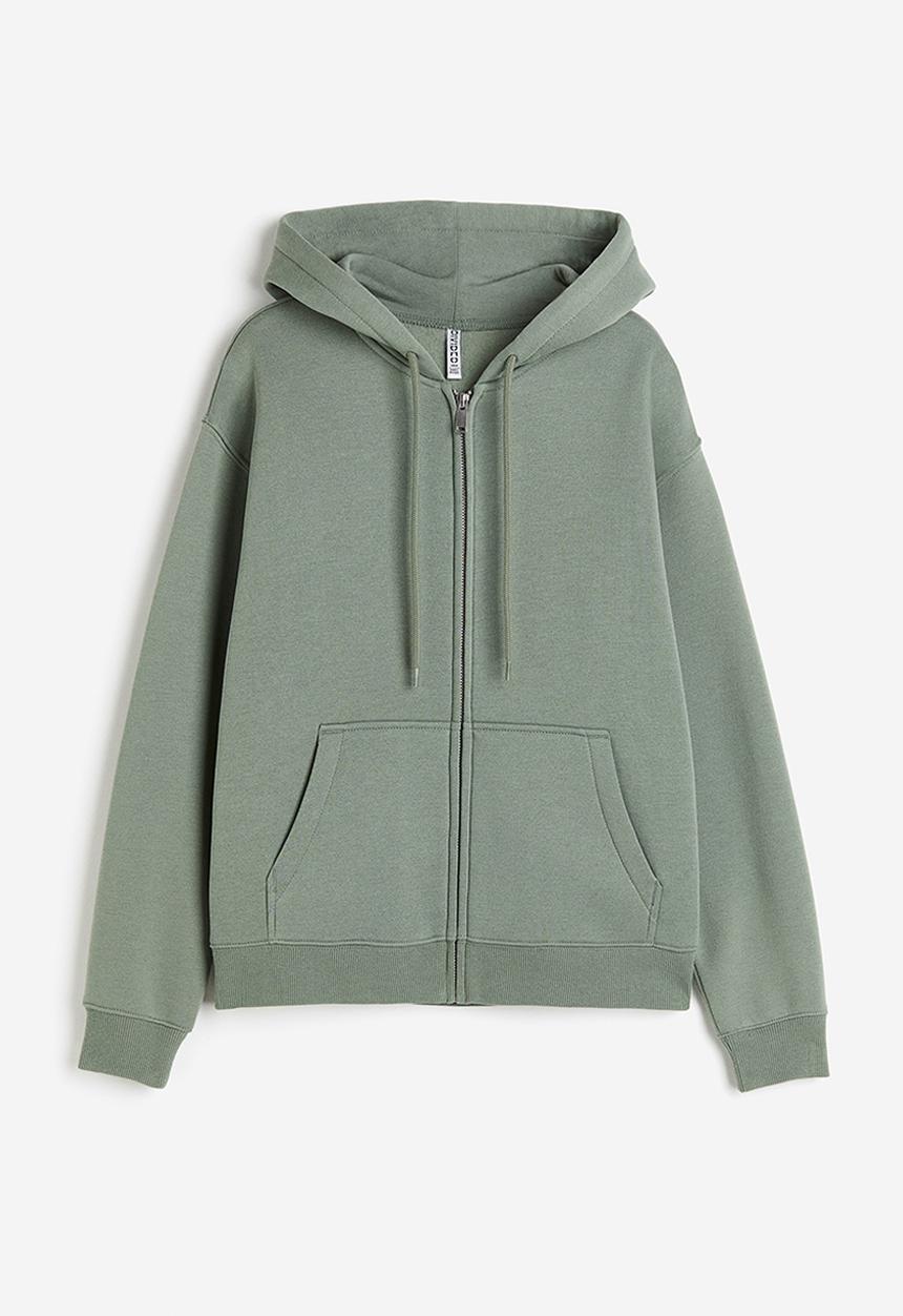 H&M - Zip-through hoodie - dusty green 