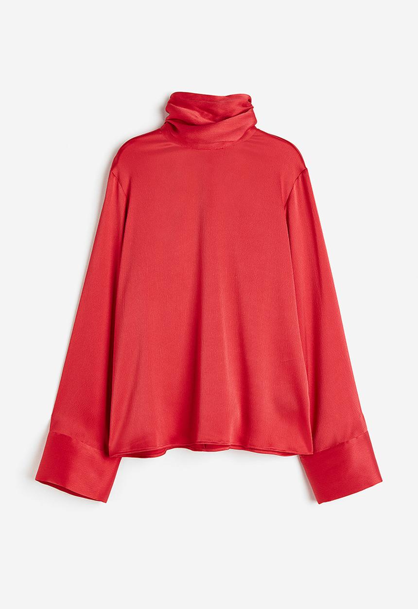 H&M - Tie-neck blouse - red