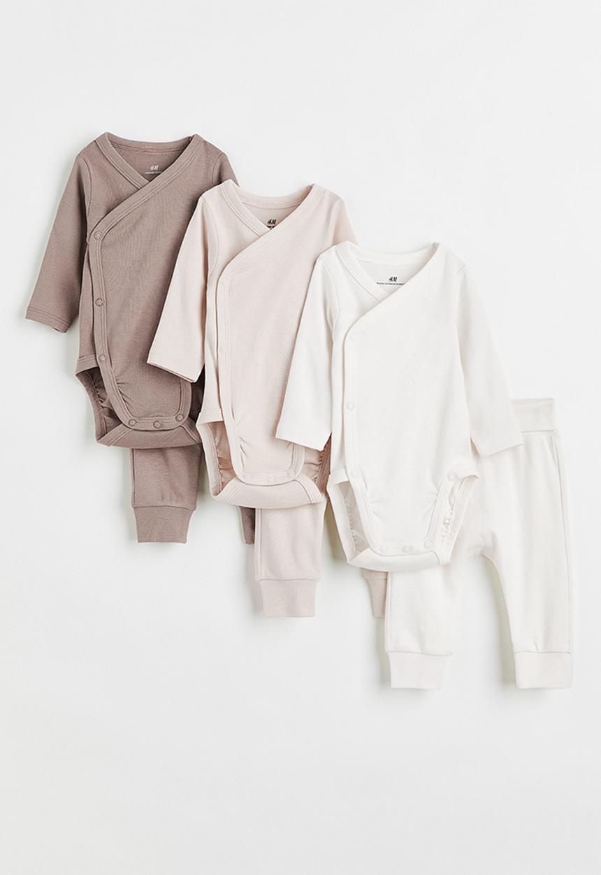 H&M - 6 piece cotton set - light mole & light beige 