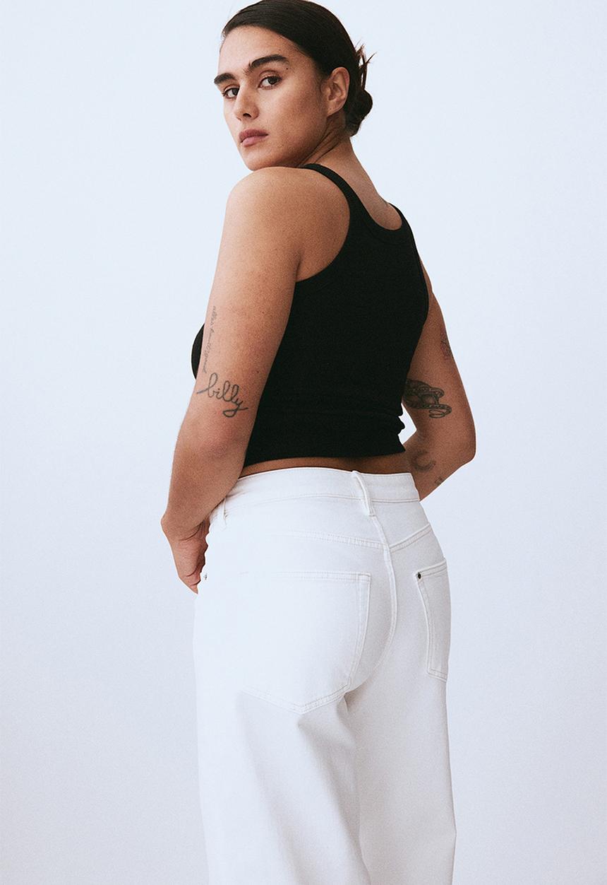 H&M - Wide high cropped jeans - white