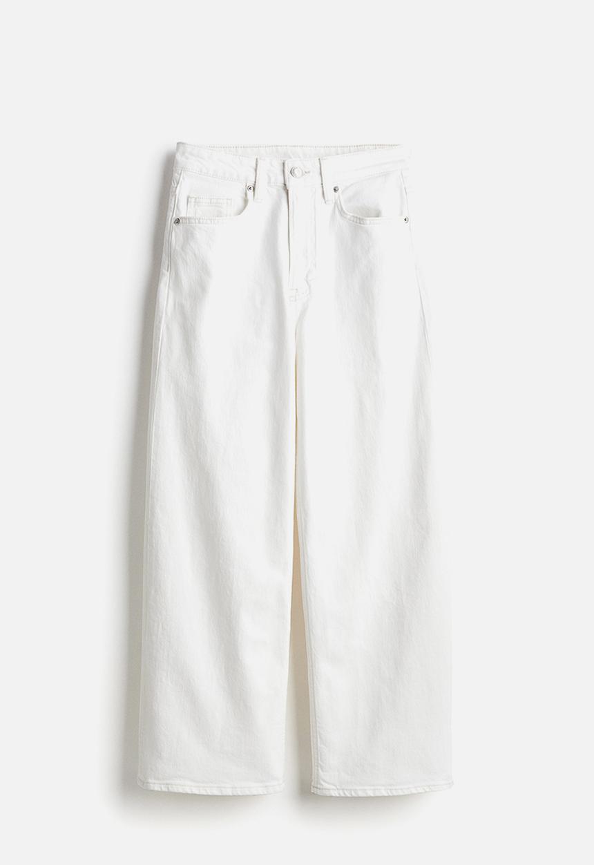 H&M - Wide high cropped jeans - white