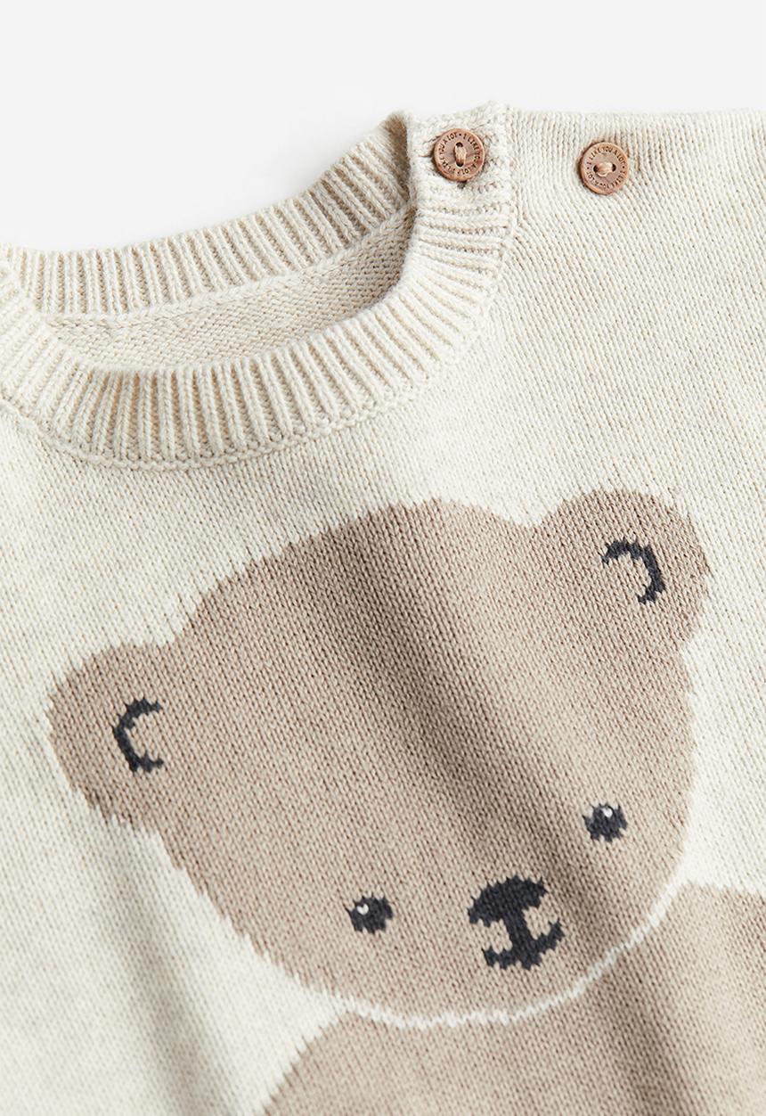 H&M - Cotton jumper - light greige bear