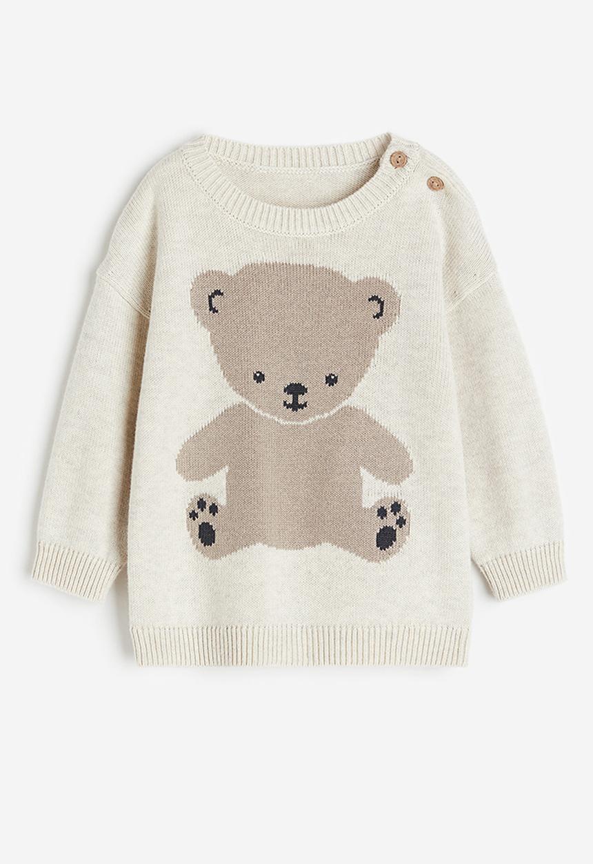 H&M - Cotton jumper - light greige bear