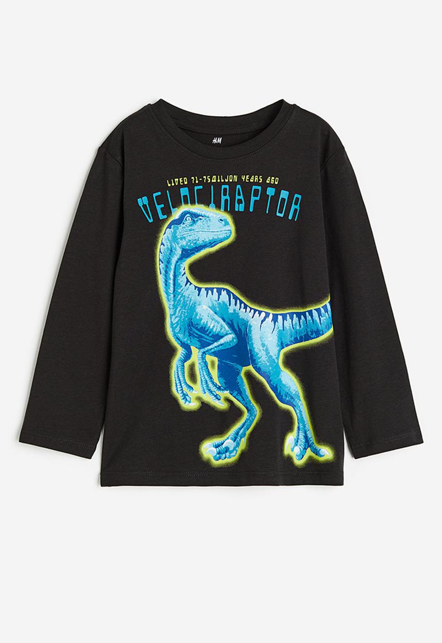 H&M - Long-sleeved t-shirt - black dinosaur