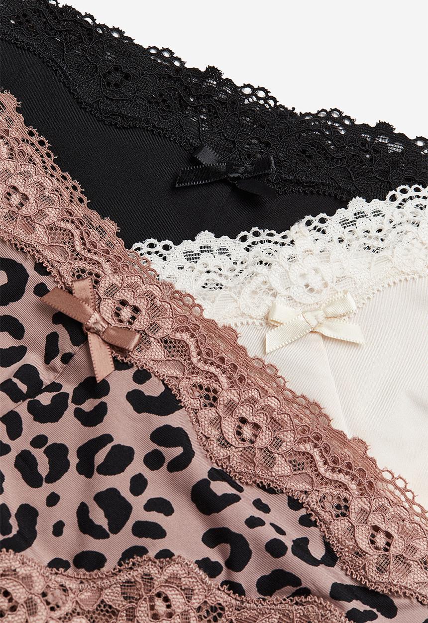 H&M - 3-Pack brazilian briefs - dark beige/leopard print