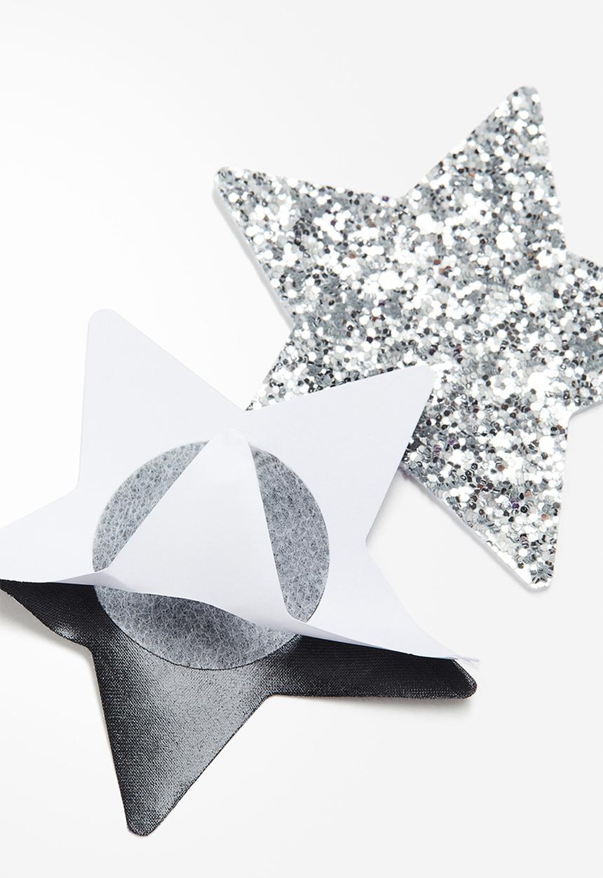 H&M - 5 Pairs nipple covers - dark grey & glittery