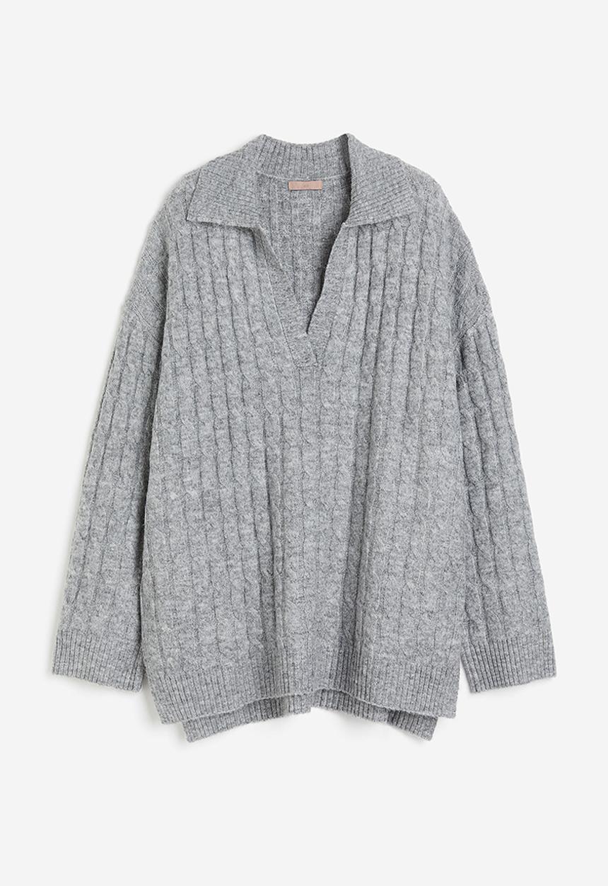 H&M - Cable-knit jumper - grey marl