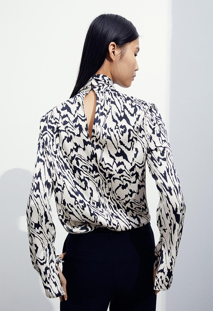 H&M - Draped blouse - cream/patterned