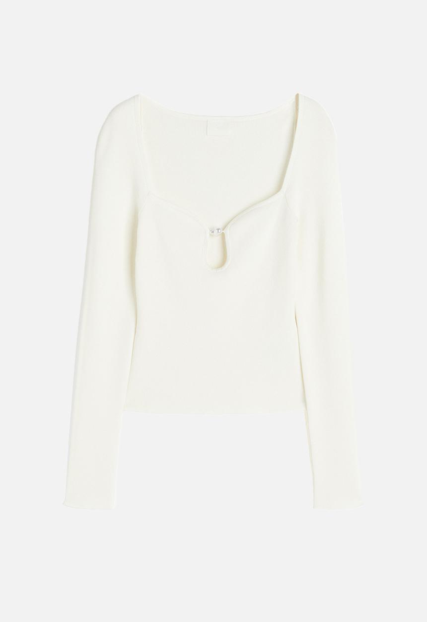 H&M - Bead-detail top - cream